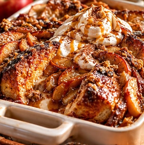 Baked Cinnamon Apple Butter French Toast, shown as a serving suggestion