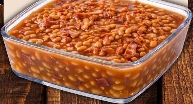 Baked Beans with Bacon, shown as a serving suggestion