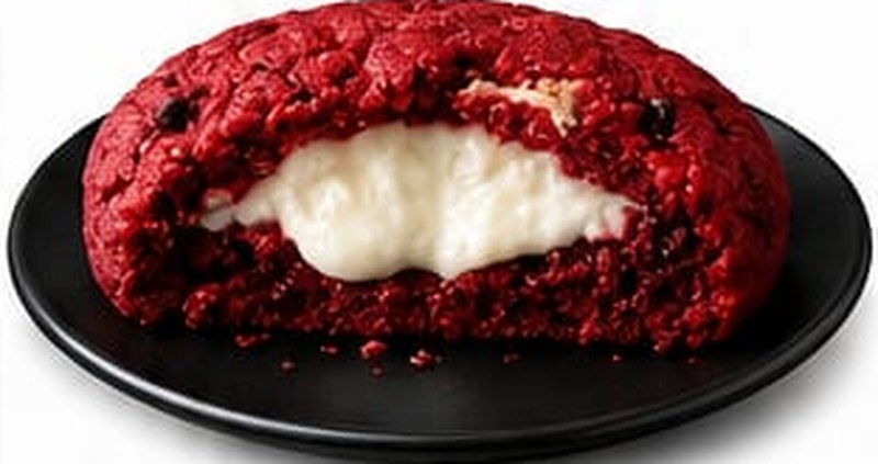 Red Velvet Stuffed Cookie, shown as a serving suggestion