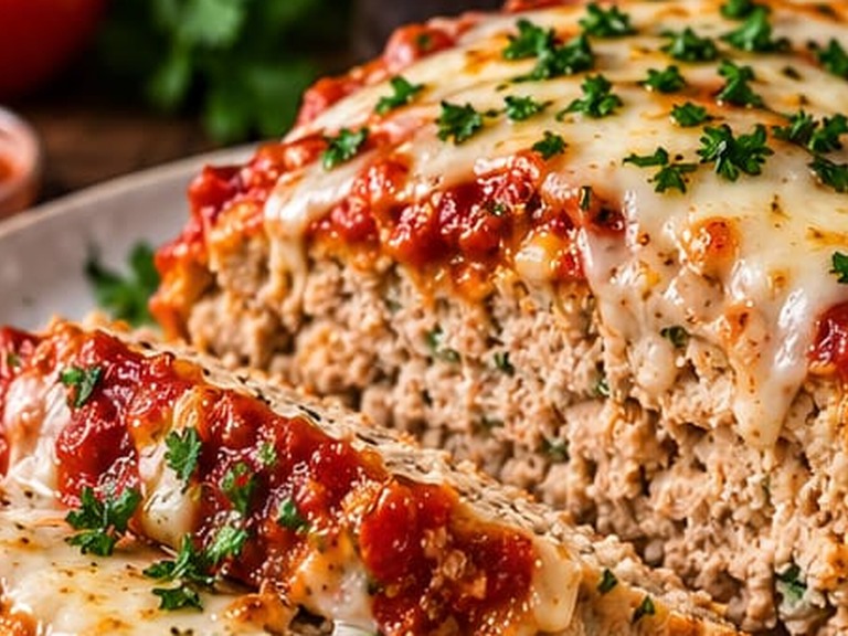 Chicken Meatloaf with Marinara and Mozzarella, shown as a serving suggestion