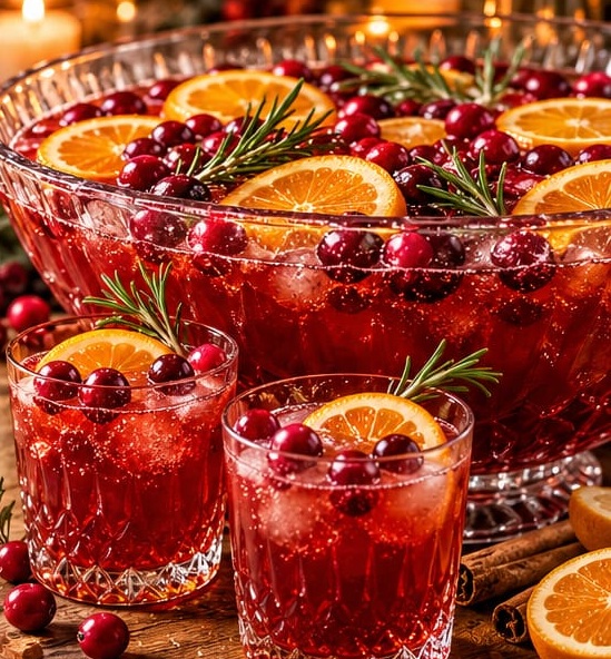 Cranberry Orange Cobbler Punch, shown as a serving suggestion