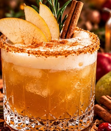 Pear Cinnamon Whiskey Sour, shown as a serving suggestion