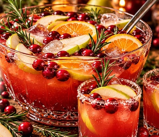 Cranberry Pear Sparkling Punch, shown as a serving suggestion