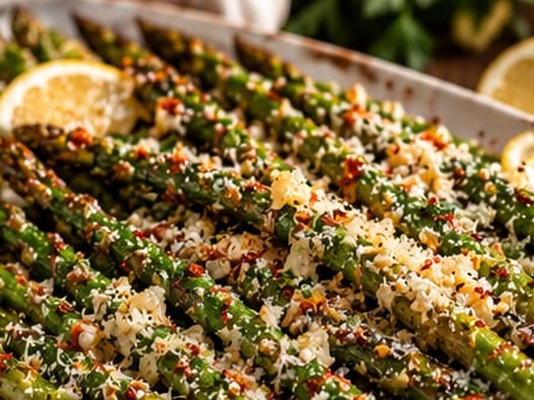 Garlic Parmesan Roasted Asparagus, shown as a serving suggestion