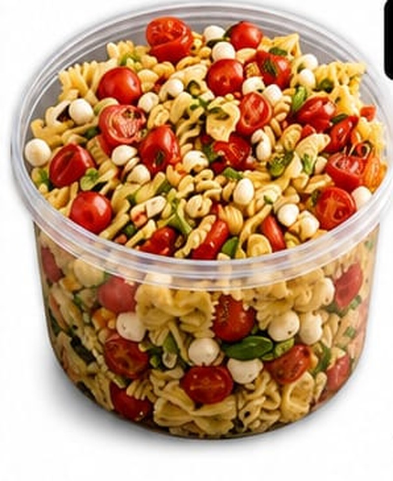 Caprese Pasta Salad, shown as a serving suggestion