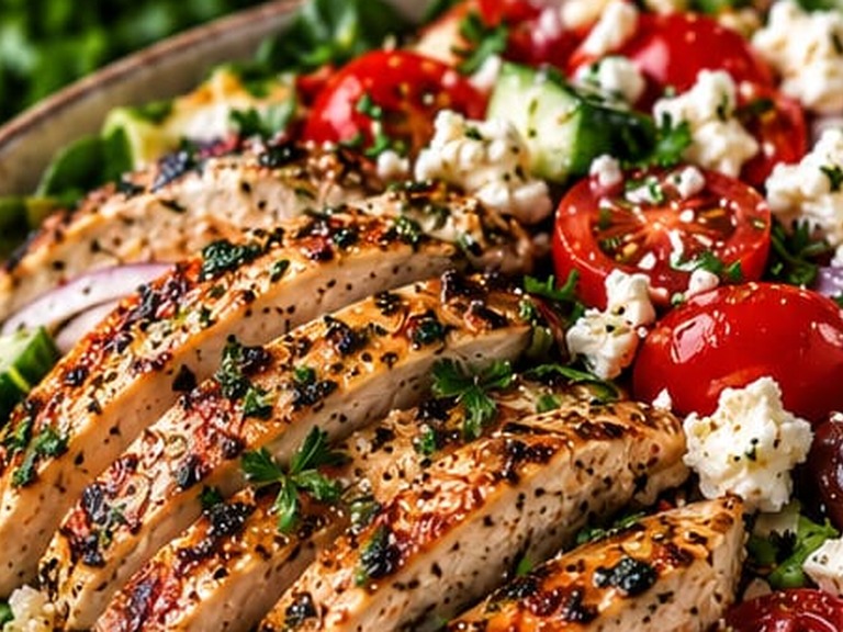 Mediterranean Chicken Bowl, shown as a serving suggestion