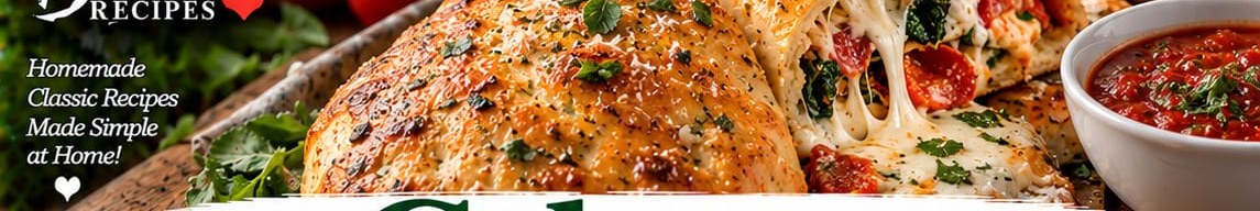 Calzones, shown as a serving suggestion