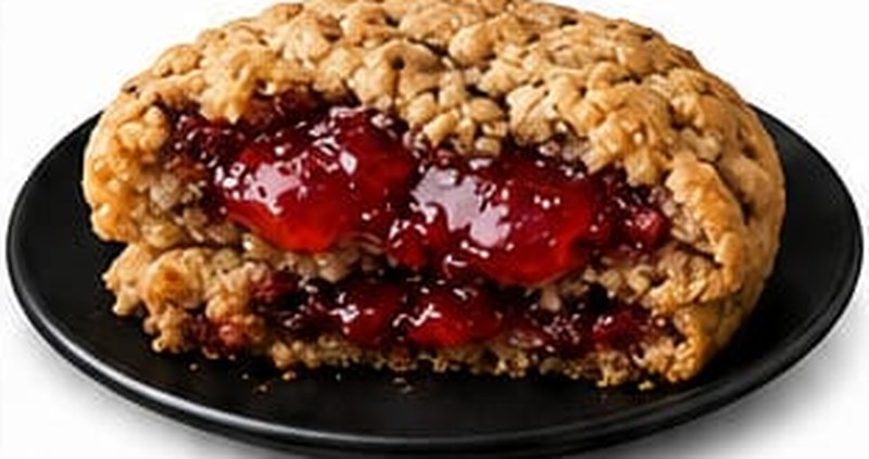 Oatmeal & Jam Stuffed Cookie, shown as a serving suggestion