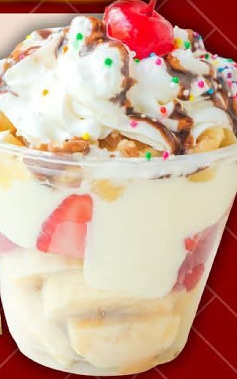 Banana Split Pudding Cups, shown as a serving suggestion