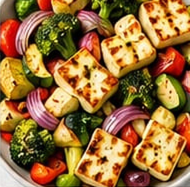 Sheet Pan Halloumi & Veggies, shown as a serving suggestion