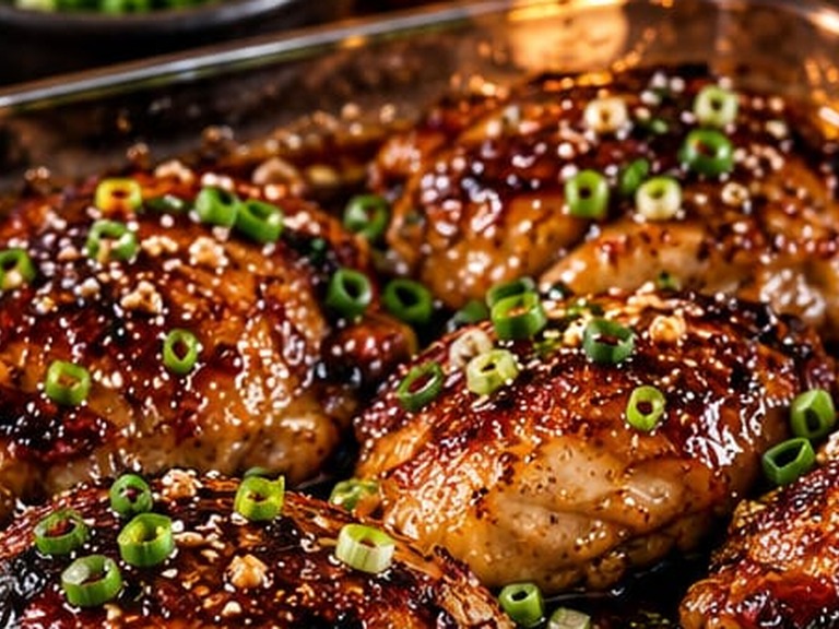 Honey garlic chicken thighs, step by step — Bobbie's own photo of the finished dish