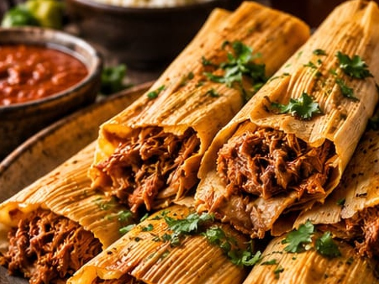 Authentic Mexican Pork Tamales, shown as a serving suggestion