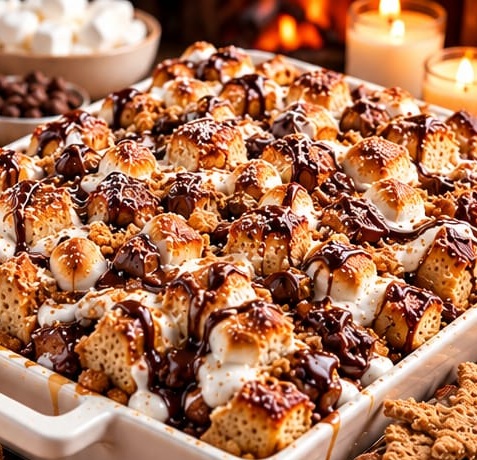 S’mores French Toast Bake, shown as a serving suggestion