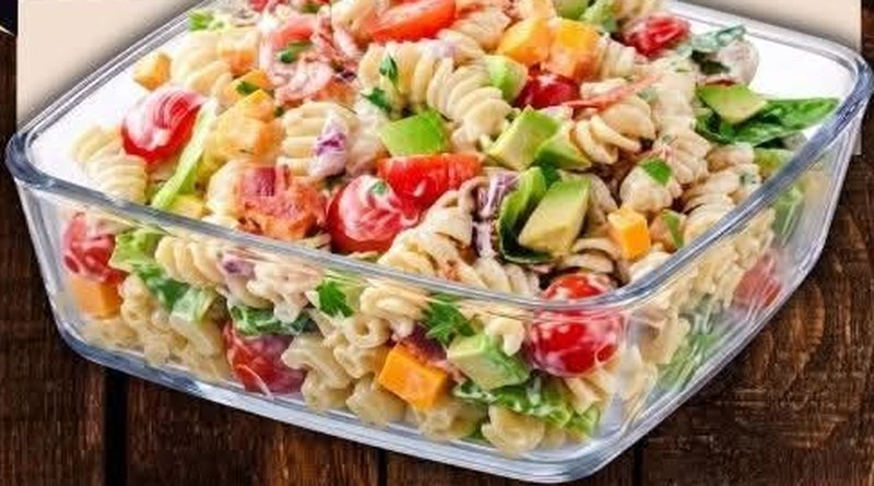 BLT Pasta Salad, shown as a serving suggestion