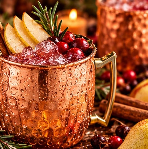 Cranberry Pear Mule, shown as a serving suggestion