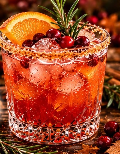 Cranberry Orange Rosemary Spritz, shown as a serving suggestion