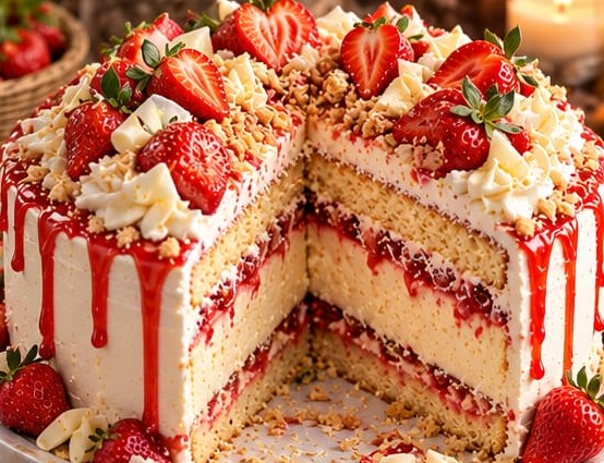 Strawberry Shortcake Cheesecake, shown as a serving suggestion