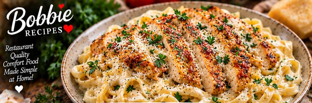 Fettuccine Alfredo with Grilled Chicken, shown as a serving suggestion