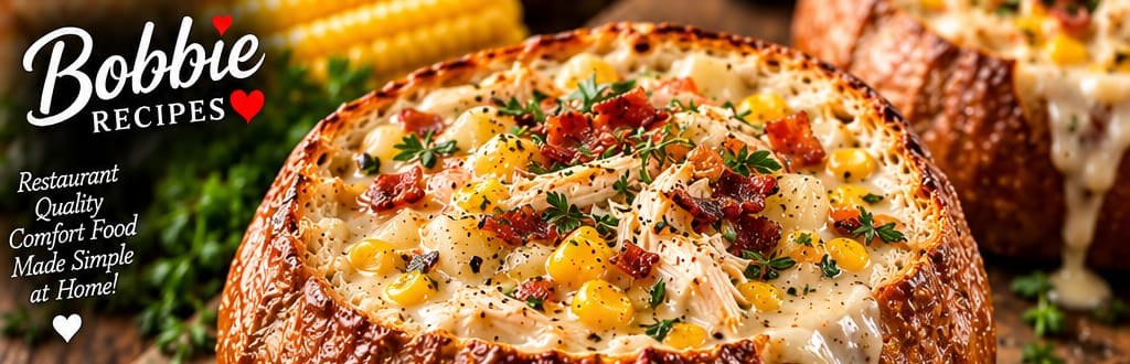 Creamy Chicken Corn Chowder in a Sourdough Bread Bowl