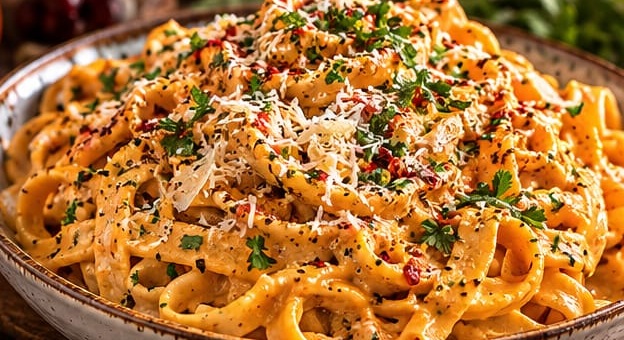 Creamy Pumpkin Alfredo, shown as a serving suggestion