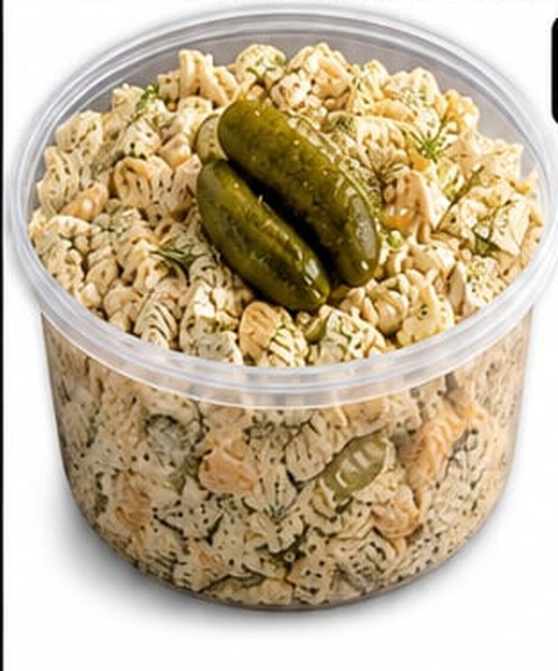 Dill Pickle Pasta Salad, shown as a serving suggestion