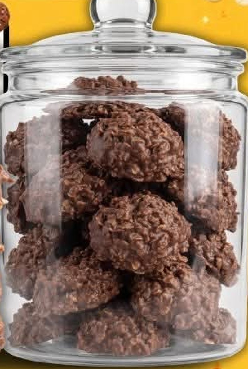 No Bake Chocolate Peanut Butter Cookies, shown as a serving suggestion