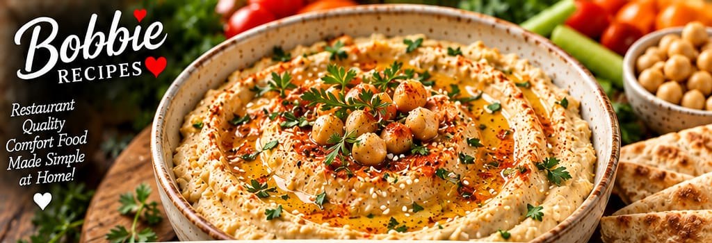 Classic Homemade Hummus, shown as a serving suggestion