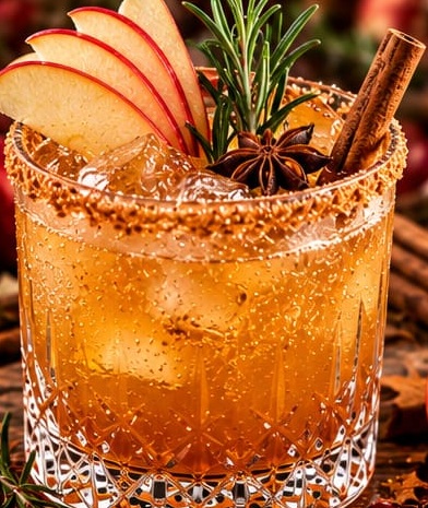 Maple Apple Bourbon Fizz, shown as a serving suggestion