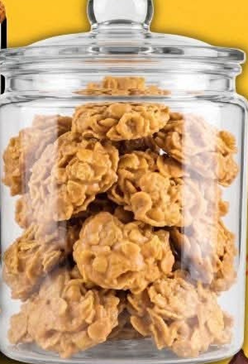 Peanut Butter Cornflake Cookies, shown as a serving suggestion