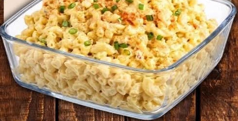 Deviled Egg Pasta Salad, shown as a serving suggestion