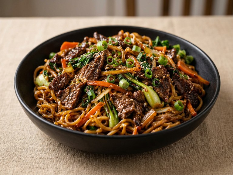 Beef Pan-Fried Noodles, shown as a serving suggestion