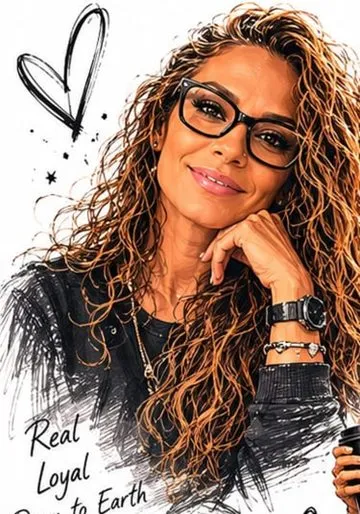 Illustrated portrait of Bobbie, smiling with her chin resting on her hand
