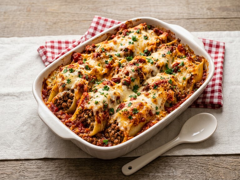Cheesy Taco Stuffed Shells, shown as a serving suggestion
