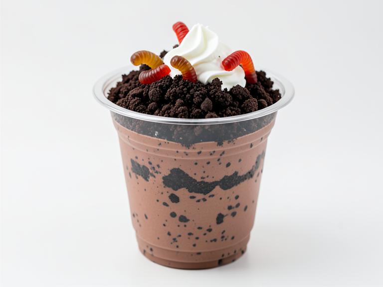 Chocolate Dirt Cups, shown as a serving suggestion