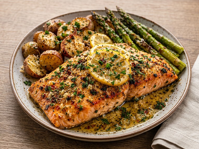 Garlic Herb Butter Salmon, shown as a serving suggestion