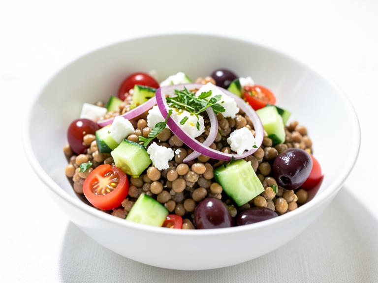 Greek Lentil Salad, shown as a serving suggestion