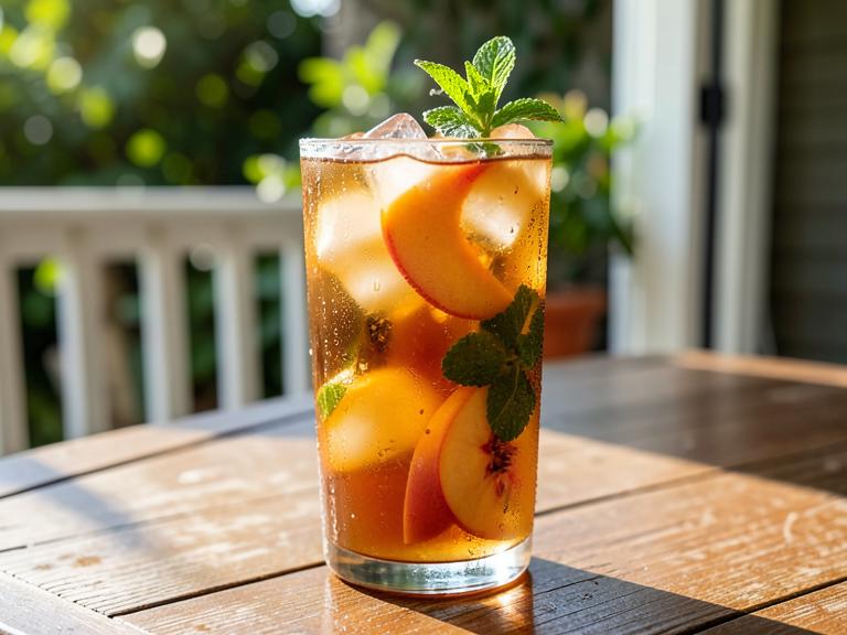 Iced Peach Tea, shown as a serving suggestion
