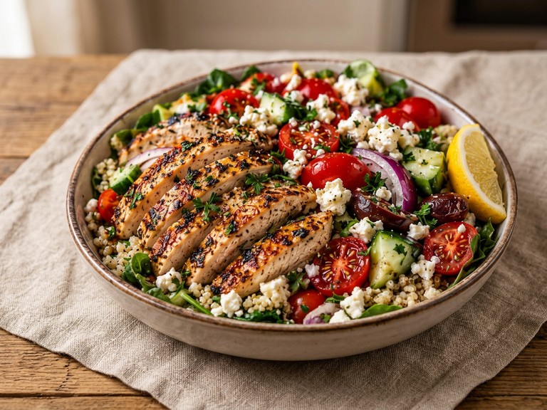 Mediterranean Chicken Bowl, shown as a serving suggestion