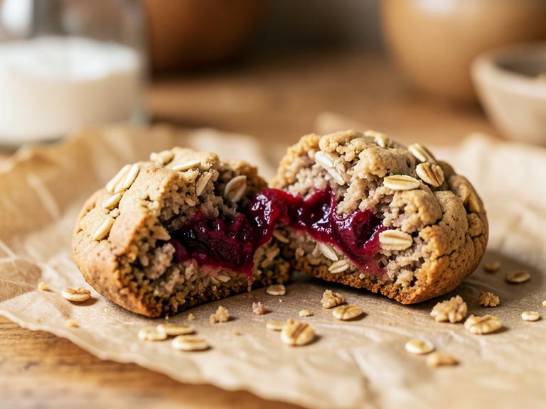 Oatmeal & Jam Stuffed Cookie, shown as a serving suggestion