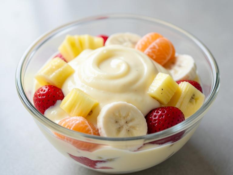 Pudding Fruit Salad, shown as a serving suggestion