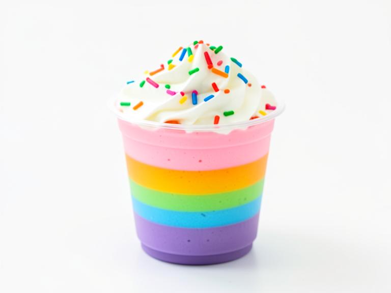 Rainbow Pudding Cups, shown as a serving suggestion