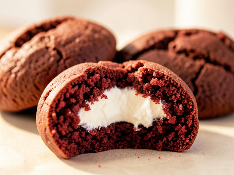 Red Velvet Stuffed Cookie, shown as a serving suggestion