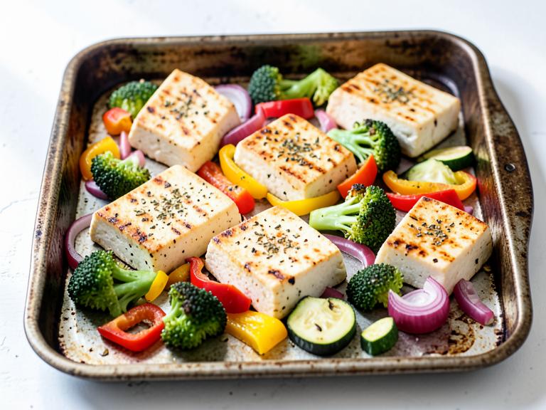 Sheet Pan Halloumi & Veggies, shown as a serving suggestion