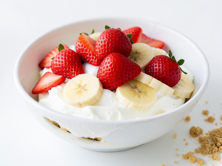 Strawberry Banana Cheesecake Salad, shown as a serving suggestion