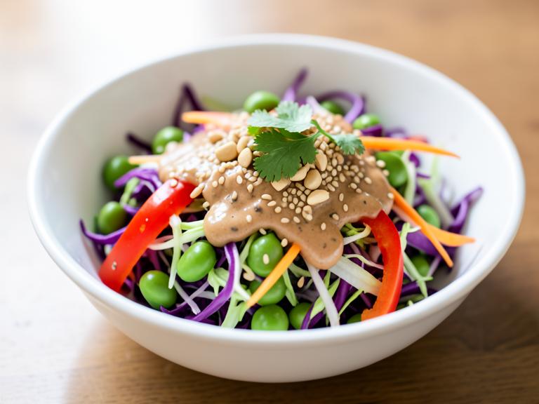 Thai Peanut Edamame Crunch Salad, shown as a serving suggestion
